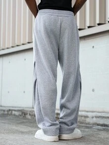 Manfinity Hypemode Men's Solid Color Pocket Drawstring Waist Casual Sweatpants