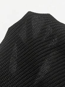 Calvaya 大码休闲宽松纯色V领毛衣背心 - 深灰色 - 查看 8