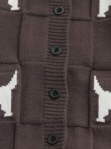 SHEIN Baju Terusan Bayi Laki-Laki, Rompi Rajut untuk Musim Gugur/Dingin, Baju Terusan Rajut Lembut Motif Anak Anjing Lucu, Cocok untuk Bayi Baru Lahir, Nyaman untuk Jalan-jalan dan Bersantai - Grey - View 4