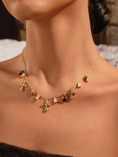 Glisma 1 件 18K 镀金时尚优雅十字架项链