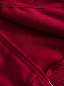 SHEIN Elladie kids 2 件套年轻女孩优雅修身夹克和高腰阔腿裤套装，春秋 - 紅色 - 查看 9
