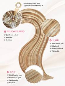 50 股微环接发真人发 P6/613# 渐变棕色至漂白金色微珠接发超顺滑超柔软丝滑直发微环健康人发接发适合女性