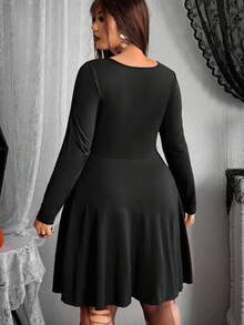 SHEIN Whyspr Grunge Punk Plus Size Fashionable Dark Goth Chain Decor Dress Fall Cloth For Women - Black - View 2