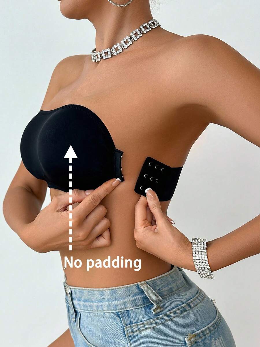 SHEIN 1 件女士透明腰带文胸 - 黑色 - 查看 1