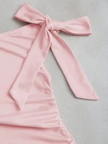 Sweetra Váy không tay thanh lịch dành cho nữ với họa tiết hoa kim loại, màu hồng - Màu Hồng baby - Xem 3