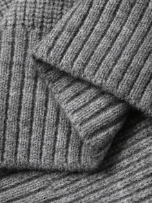 Livesso Cárdigan de cuello alto holgado de unicolor para mujer, de estilo minimalista, para otoño/invierno - Gris - Ver 8