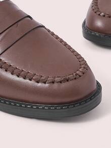 CUCCOO DOLLMOD Women's Brown PU Leather Classic Simple Casual Comfortable Loafers Flats - Coffee Brown - View 6