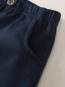 Souflis Souflis 3 件套幼儿婴儿男童休闲口袋松紧腰裤，纽扣装饰，百搭款式，适合春、夏、秋、冬、日常、上学、旅行、运动 - 彩色 - 查看 7