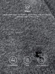 Muvela 女式 Polo 领长袖羊毛衫和短裤两件套，温暖舒适，精致刺绣，复古学院风，休闲日常穿着，返校，下午茶，复古美学，秋季 - 灰色 - 查看 6