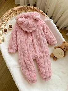 SHEIN Bộ đồ liền thân màu hồng mềm mại cho bé gái, Thu/Đông - Nhiều màu - Xem 2