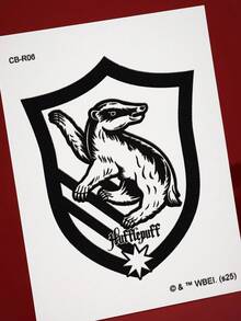 FanGlow HARRY POTTER X SHEIN 赫奇帕奇 1 件草本汁半永久性纹身贴纸，持续 14 天不褪色或反光，适用于肩部、颈部、锁骨、手臂、人体艺术纹身贴纸 - 黑色 - 查看 7