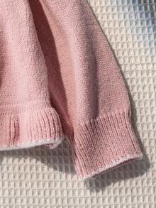 年轻女孩的可爱休闲时尚针织开衫，简约温暖百搭优雅蝴蝶结装饰短款毛衣外套，适合居家、日常、学校、户外、派对、秋冬