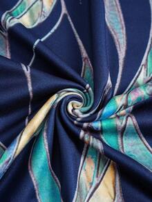 EMERY ROSE 大码女式蓝色花卉印花短袖方领连衣裙