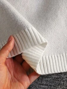 SHEIN 秋冬款男童休闲百搭针织复古几何图案连帽毛衣 - 卡其色 - 查看 9