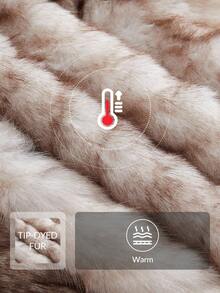 Anewsta Áo khoác lông giả dài cổ điển thời trang, Thu/Đông - Bạc - Xem 3