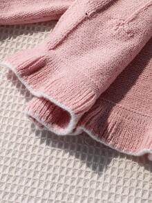 年轻女孩的可爱休闲时尚针织开衫，简约温暖百搭优雅蝴蝶结装饰短款毛衣外套，适合居家、日常、学校、户外、派对、秋冬