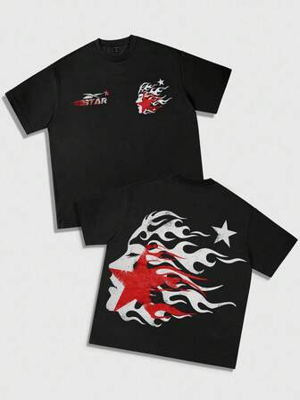 Street Life Camiseta de manga corta con estampado gótico para hombres, adecuada para uso diario en primavera y verano, Halloween