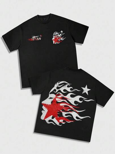 Street Life T-shirt à manches courtes avec imprimé gothique pour hommes, convient pour le port quotidien au printemps et en été, Halloween