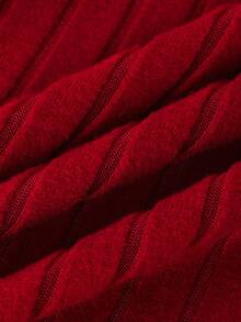 Tween-Mädchen Einfarbiges Kleid, Herbst-/Winter-Design mit Kunstpelzbündchen, langärmliges Rippstrickkleid, elegant und sanft, geeignet für den Alltag, Veranstaltungen, Urlaub, Fotografie, Feiertage, Weihnachten, Partys, Herbst-Weihnachtskostüme, langärmliges Kleid, rotes Kleid