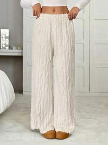 SHEIN Tall 女士休闲抽绳蓬松宽松裤，秋冬款。外出、居家、休闲、运动皆宜，时尚百搭，高品质升级，可个性化定制。 - 白色 - 查看 8