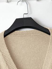 GlowEve Cardigan Wanita Polos Sederhana dengan Hem Asimetris, Musim Gugur/Dingin - Aprikot - View 3