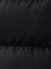 EURMUSE Padded Vest With Furry Hood And Adjustable Waist, Two Side Pockets, Thick And Fashionable Puffer Jacket, Quilting Details - Black - View 10