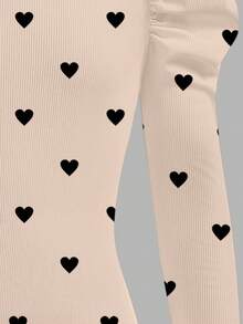 SHEIN 3 件套青少年女孩休闲百搭修身立领泡泡长袖心形印花 T 恤，秋冬 - 彩色 - 查看 6