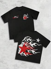 ROMWE MEN Street Life Áo thun nam tay ngắn họa tiết Gothic, thích hợp mặc hàng ngày vào mùa xuân và mùa hè, Halloween - màu đen - Xem 5