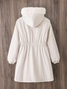 Women's Thick Parka Coat, Winter Zip-Up Hooded Jacket With Fur Trim, Long Sleeve Plush Lined Mid-Length Padded Coat, Fashionable & Versatile, Pair With Pants, Sweatpants, Jumpsuit, Sweatshirt, Hoodie Fall