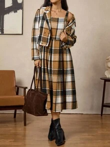 Zelara 经典格子西装套装、短夹克和吊带裙，百搭大码，秋冬 - 彩色 - 查看 5