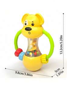 Zazumi 1 件装柔软硅胶婴儿摇铃玩具可爱狗形可咀嚼牙胶抓握训练感官玩具适用于新生儿早期发育第一年学习玩具，带有轻柔声音（款式配件随机）