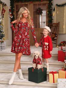 PETSIN 1 Stück rot-schwarzes kariertes Schneeflocken-Haustierkleidung für Weihnachten - Verschiedenfarbig - Übersicht 7