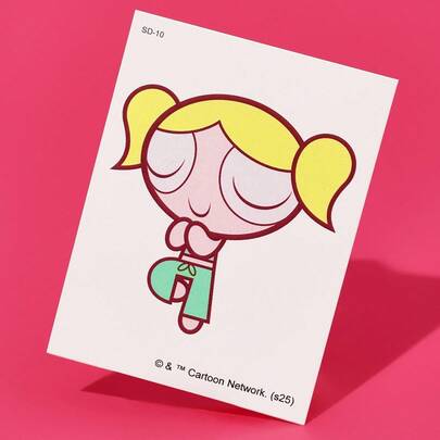 FanGlow THE POWERPUFF GIRLS X SHEIN Hình dán xăm hoạt hình bong bóng nhiều màu sắc, thích hợp cho vai, cổ, xương đòn, cánh tay, nghệ thuật cơ thể, hình dán xăm mô phỏng tạm thời không thấm nước.