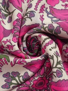 Rusticease Plus Size Country Boho Vacation Pastoral Comfortable Floral Positioning Flower Lotus Leaf Sleeve V-Neck Fitted Knee-Length Dress Suitable For Spring And Summer Wear Women Plus Sun Dress Women Summer Clothing Vacation Outfits Beach Outfits For Woman  Beach Vacation Outfits Beach Dress,Sundress Vacation Dress,Summer Dresses For Women,Dresses Casual - Hot Pink - View 7