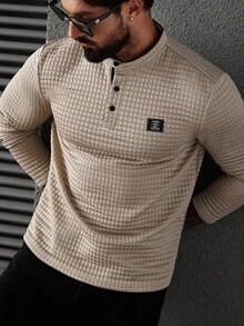 Manfinity CasualCool Men's Plaid Long Sleeve Polo Shirt, Old Money, Fall