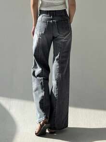 DAZY Women's Washed Light-Colored Long Denim Jeans, All Season - Blue - View 2