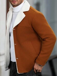 Manfinity Homme 男士休闲带衬里夹克，秋冬款 - 卡其色 - 查看 6