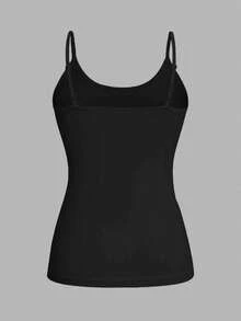 SHEIN EZwear 4 件套黑色休闲简约女式吊带背心，适合夏季 - 黑色 - 查看 6