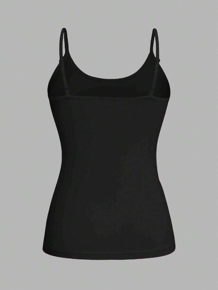 SHEIN EZwear 4pcs/Set Plus Size Women Casual Tight Fitting Camisole Tops, Suitable For Summer - Black - View 6