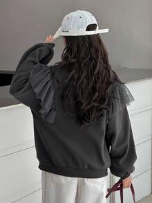 DAZY 女童圆领保暖印花运动衫，秋季