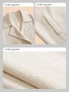 Anewsta Women's Double-Breasted Wool Coat With Belt, Autumn/Winter - Beige - View 4