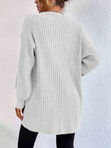 EURMUSE Casual Solid Color Loose Batwing Cardigan - White - View 2