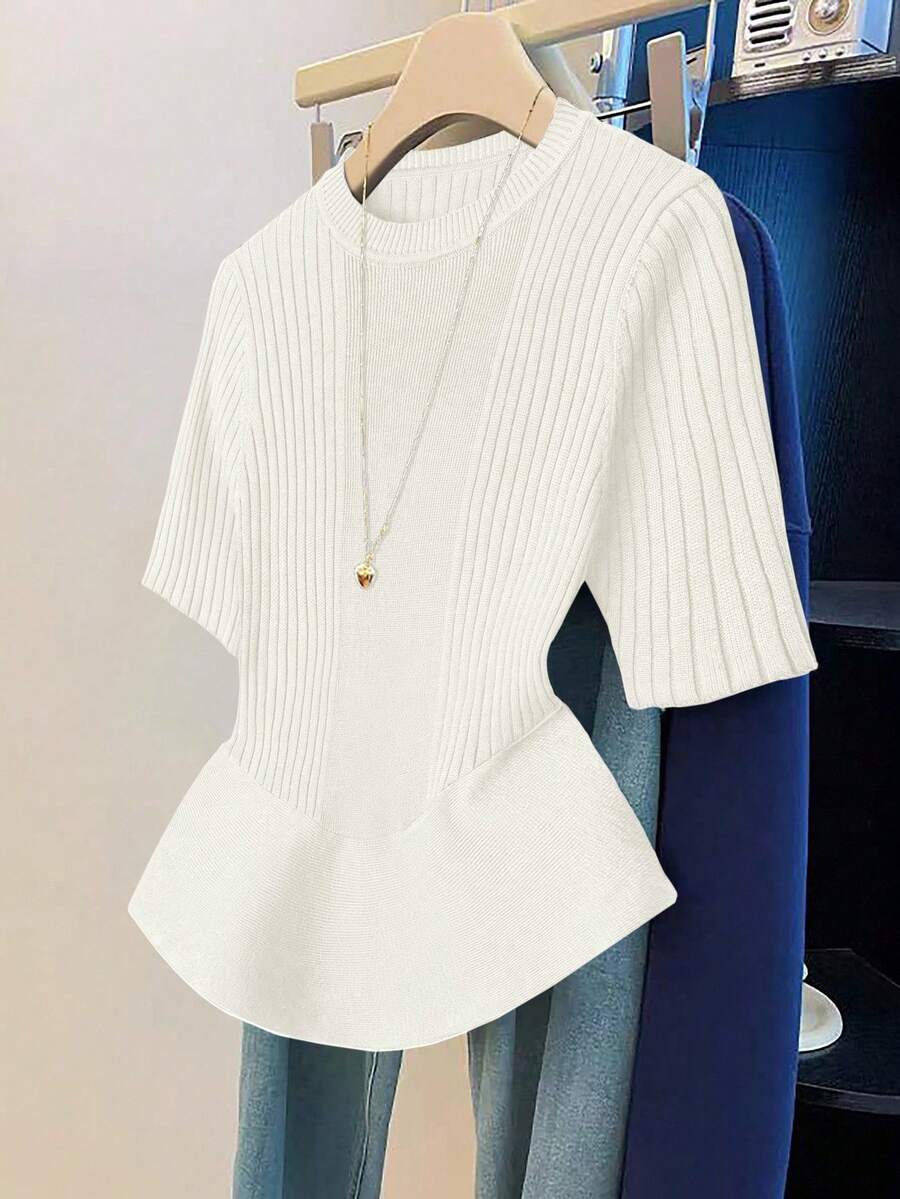 SHEIN LUNE 新款V领女开衫背心,简约欧美风,纯色优雅百搭针织上衣 - 白色 - 查看 1