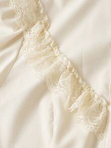 SHEIN MOD Apricot Ruffled Long-Sleeved Blouse With Big Bow,Long Sleeve Tops - Apricot - View 4