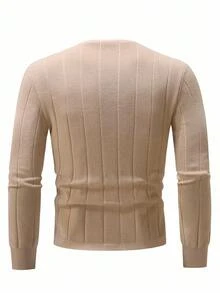 Manfinity Homme Men's Solid Color Minimalist Casual Button Decorated Long Sleeve Cardigan, Fall Winter