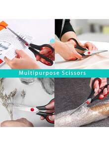 1PC Scissors With Ultra Sharp Blades, Multipurpose Sharp Sewing Craft Fabric Scissors For Office Home Office Teacher Art Supplies, Soft Comfort-Grip Right/Left Handles - Multicolor - View 7