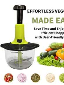 1 件装手摇手动蔬菜切碎机带锁不锈钢材质用于切菜磨蒜切肉易清洗家用厨房必备小工具 - 彩色 - 查看 1