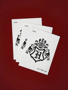 HARRY POTTER X SHEIN FanGlow Adesivo de tatuagem semipermanente Hogwarts House, 1 peça, suco de ervas, que dura 14 dias sem desbotar ou refletir, adequado para ombro, pescoço, clavícula, braço, arte corporal