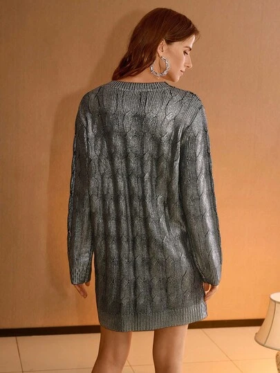metallic silver sweater dress 4th & Reckless metallic tie back mini sweater dress in silver