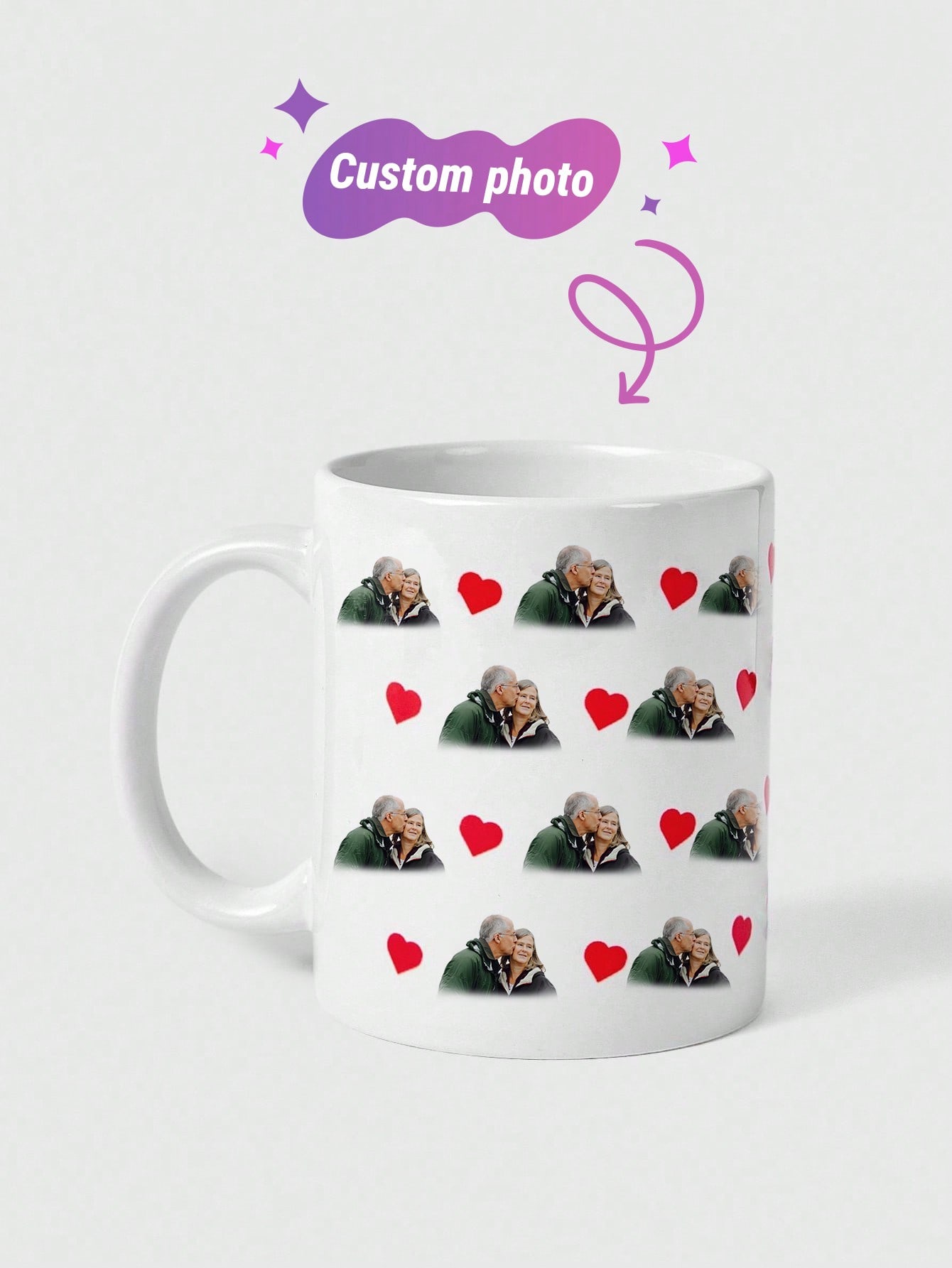 1pc Custom Face Mug, Personalized Photo Coffee Mug, Personalized Baby And Pet Face Mug, Personalized Photo Anniversary Mug, Housewarming Gifts, Valentine's Gift, Anniversary Gift, Graduation Gift, For Birthdays, For Children's Day, For Father's Day, For Graduation, For Weddings, For Housewarming Dining Room, Living Room, Bedroom, Office, Tea Room, Home, School Back To School